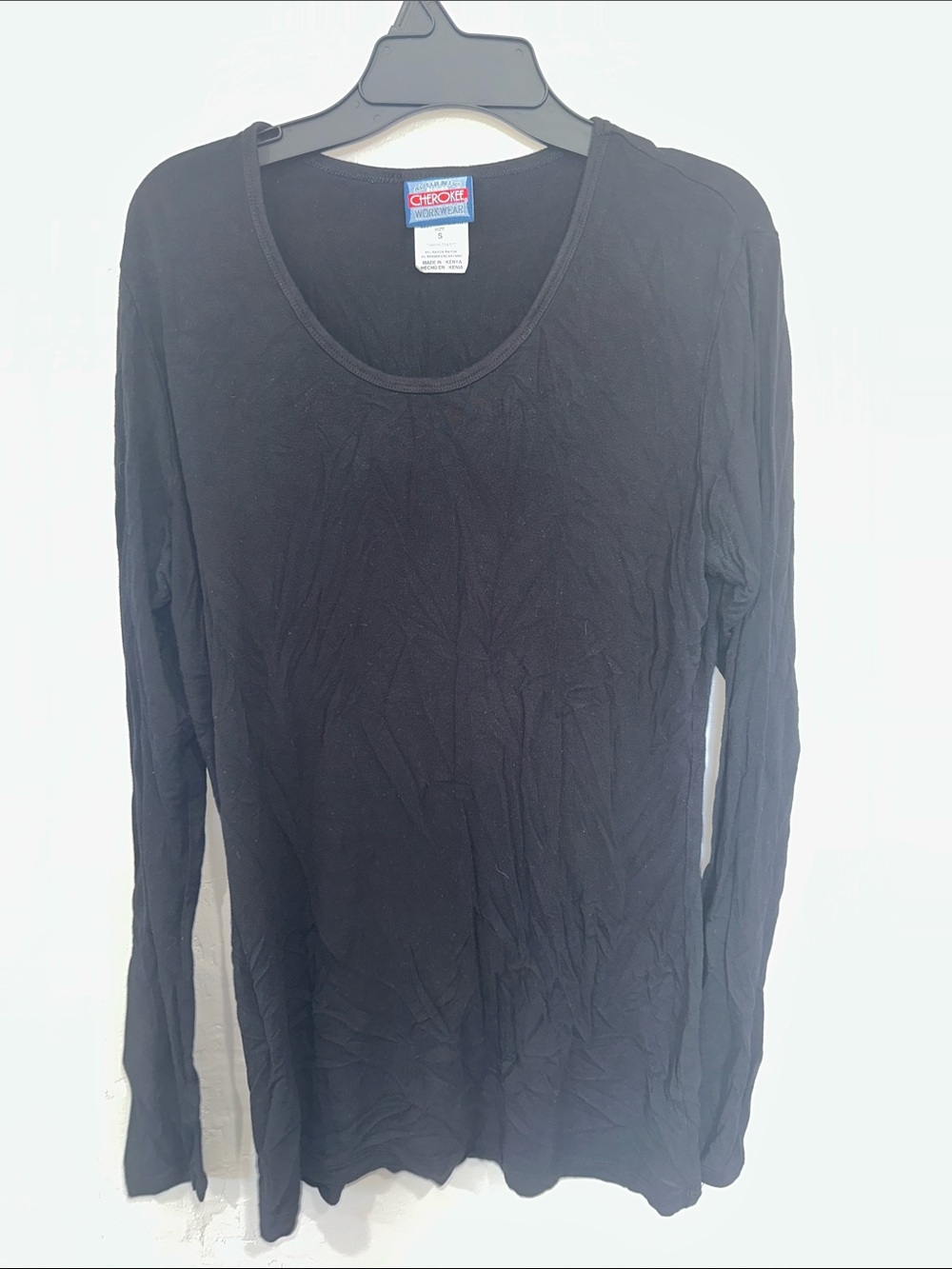 Cherokee Black Long Sleeve Scoop Neck scrub Top - Classic Everyday Tee